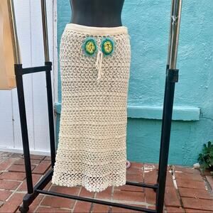 VINTAGE 90s COTTON CROCHET CONVERTIBLE DRESS OR SKIRT MADE IN FRANCE